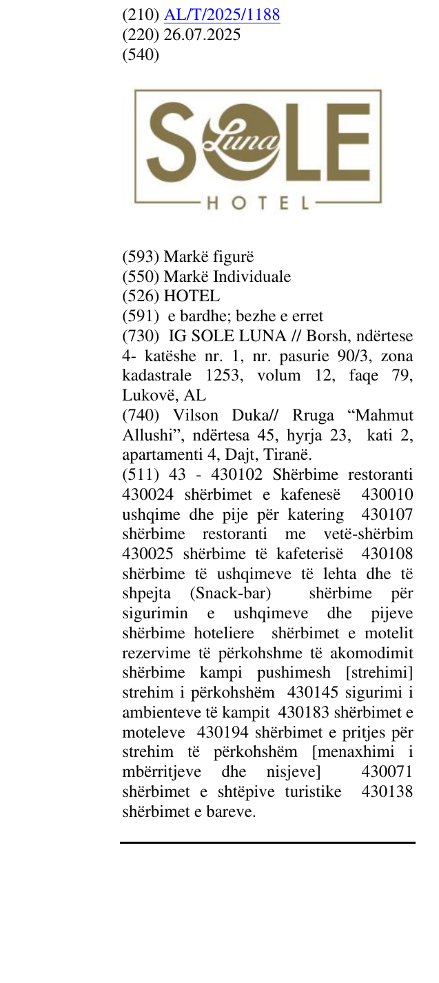 Zëri i markës HOTEL në buletin