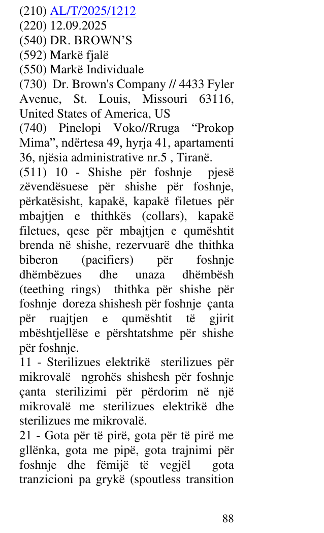 Zëri i markës DR. BROWN’S në buletin