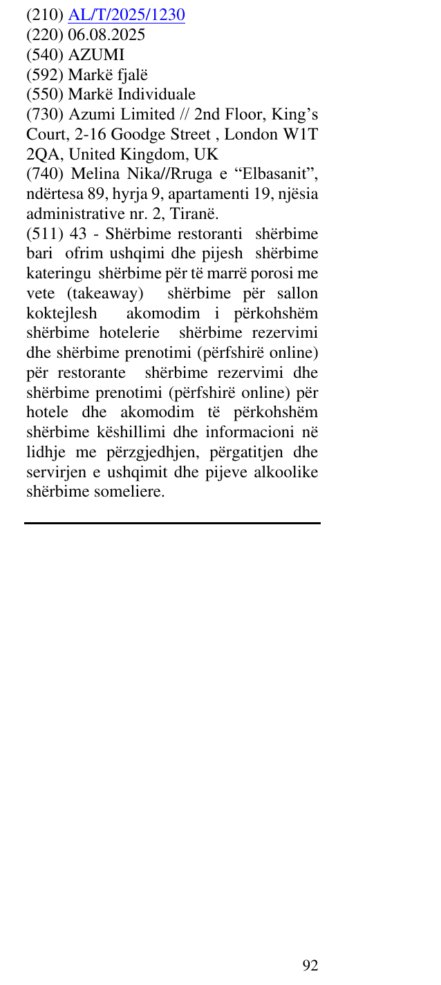 Zëri i markës AZUMI në buletin