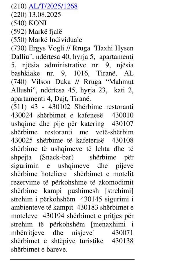 Zëri i markës KONI në buletin