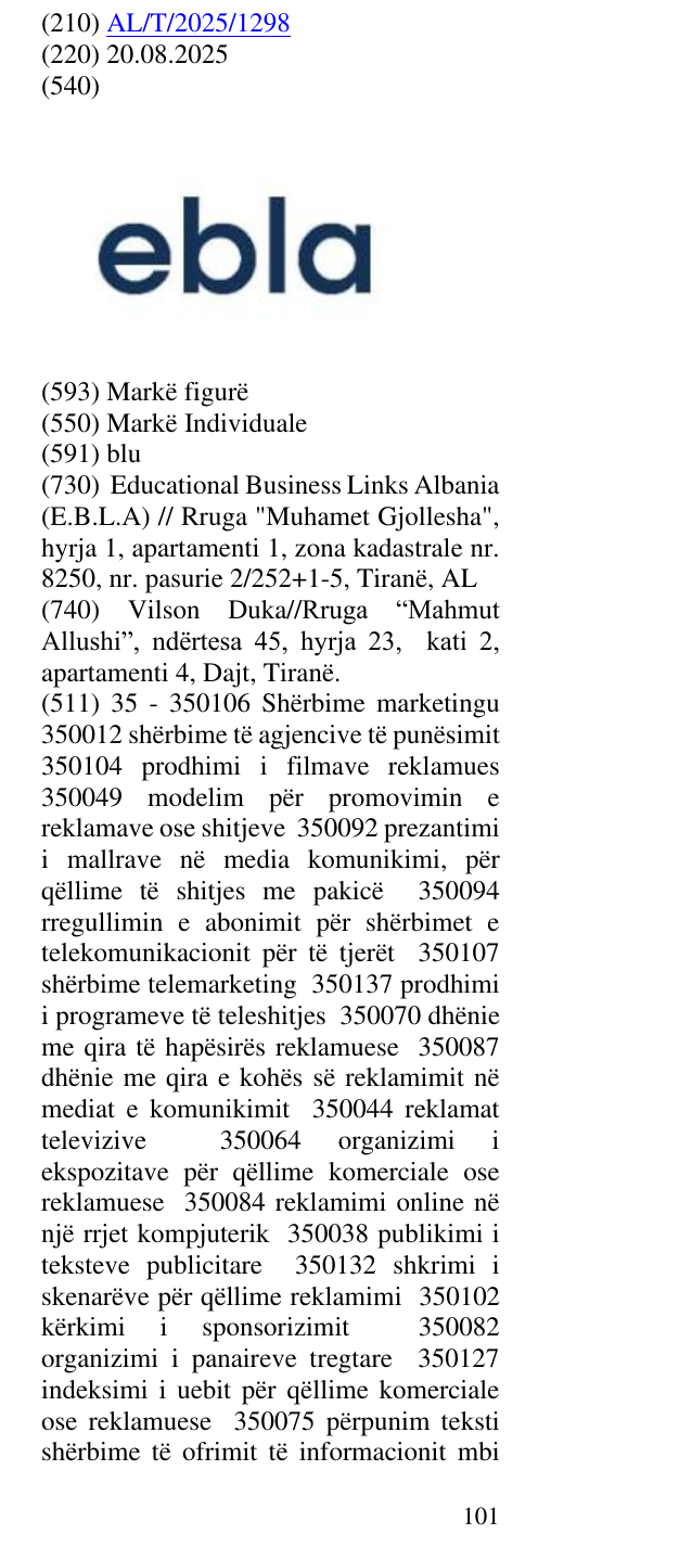 Zëri i markës ebla në buletin