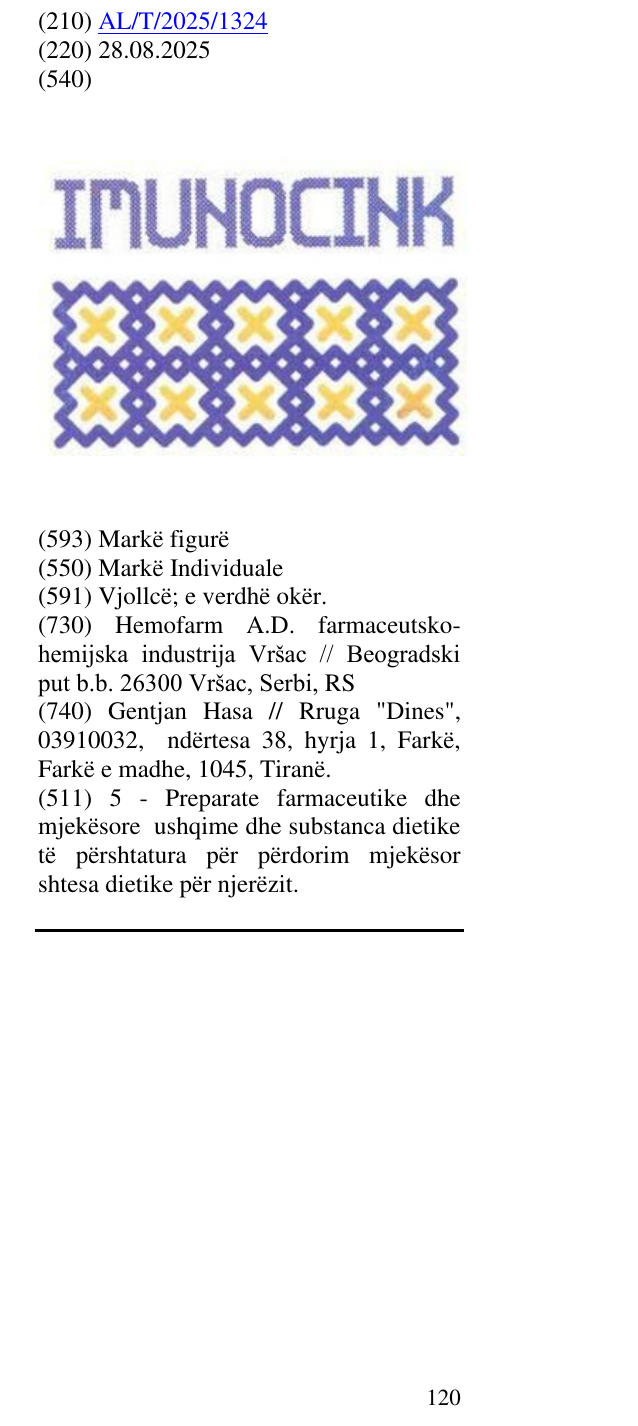 Zëri i markës IMUNOCINK në buletin