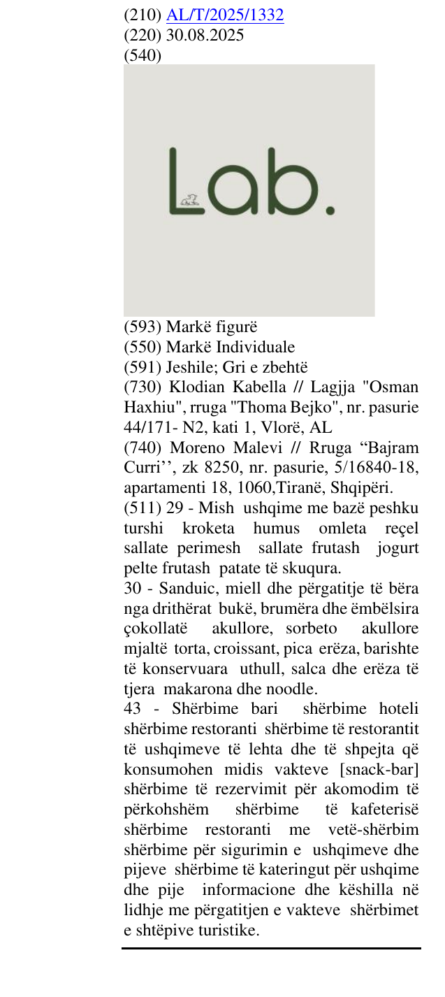 Zëri i markës Lab. në buletin