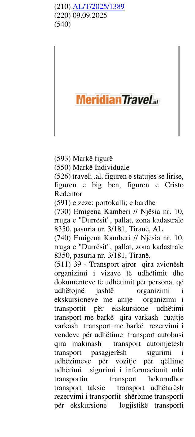 Zëri i markës travel; .al, figuren e statujes se lirise, figuren e big ben, figuren e Cristo Redentor në buletin