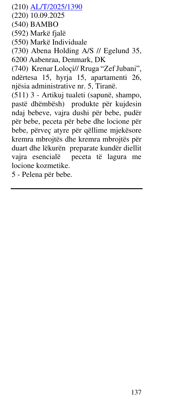 Zëri i markës BAMBO në buletin