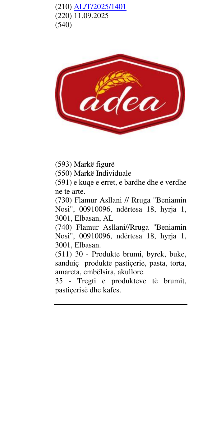 Zëri i markës adea në buletin