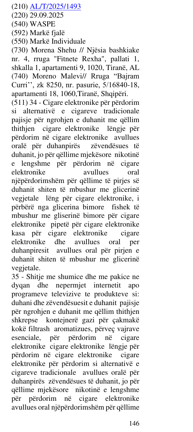 Zëri i markës WASPE në buletin