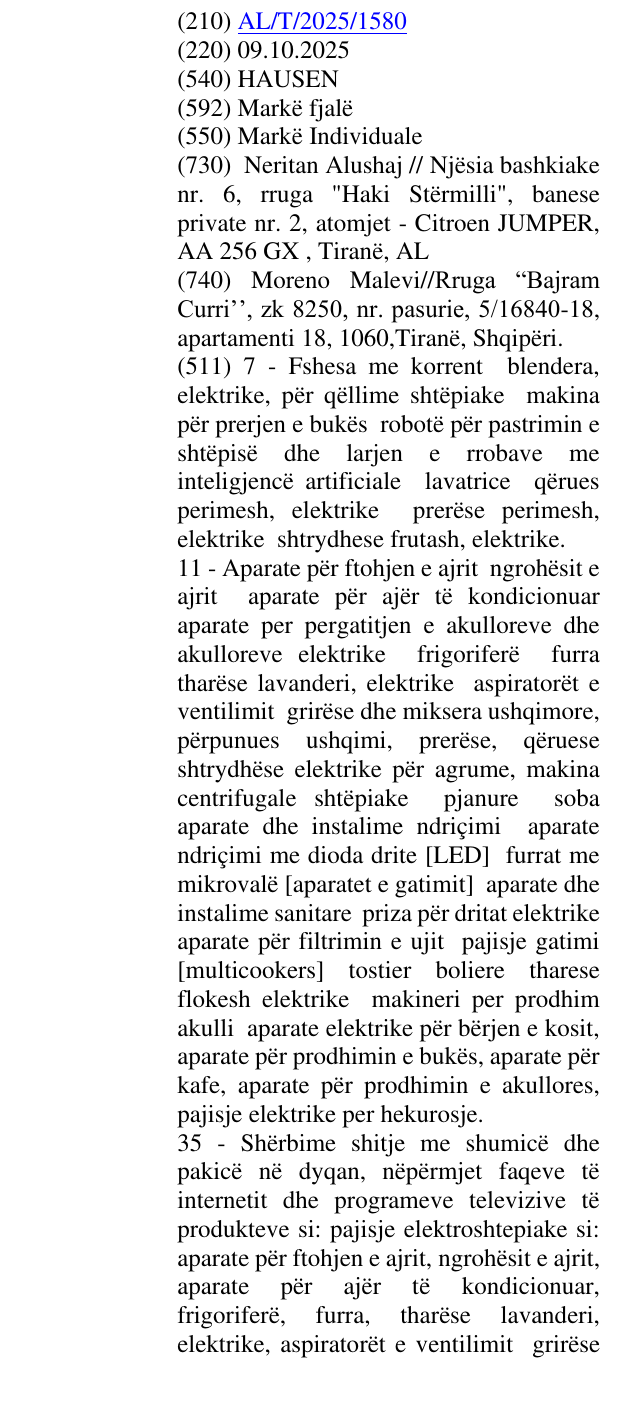 Zëri i markës HAUSEN në buletin