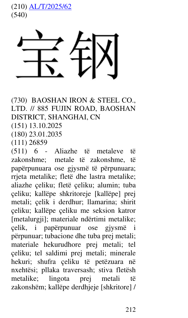 Zëri i markës BAO GANG në buletin