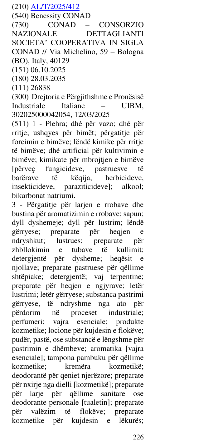 Zëri i markës Benessity CONAD në buletin