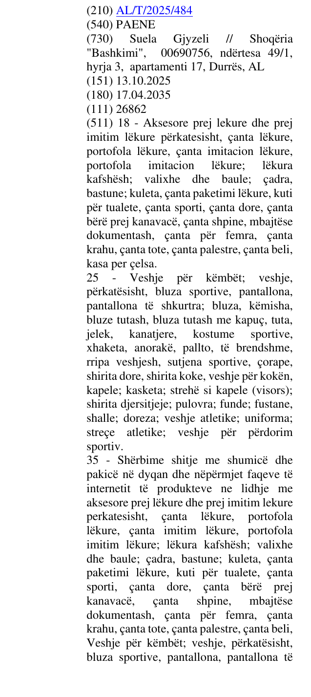 Zëri i markës PAENE në buletin