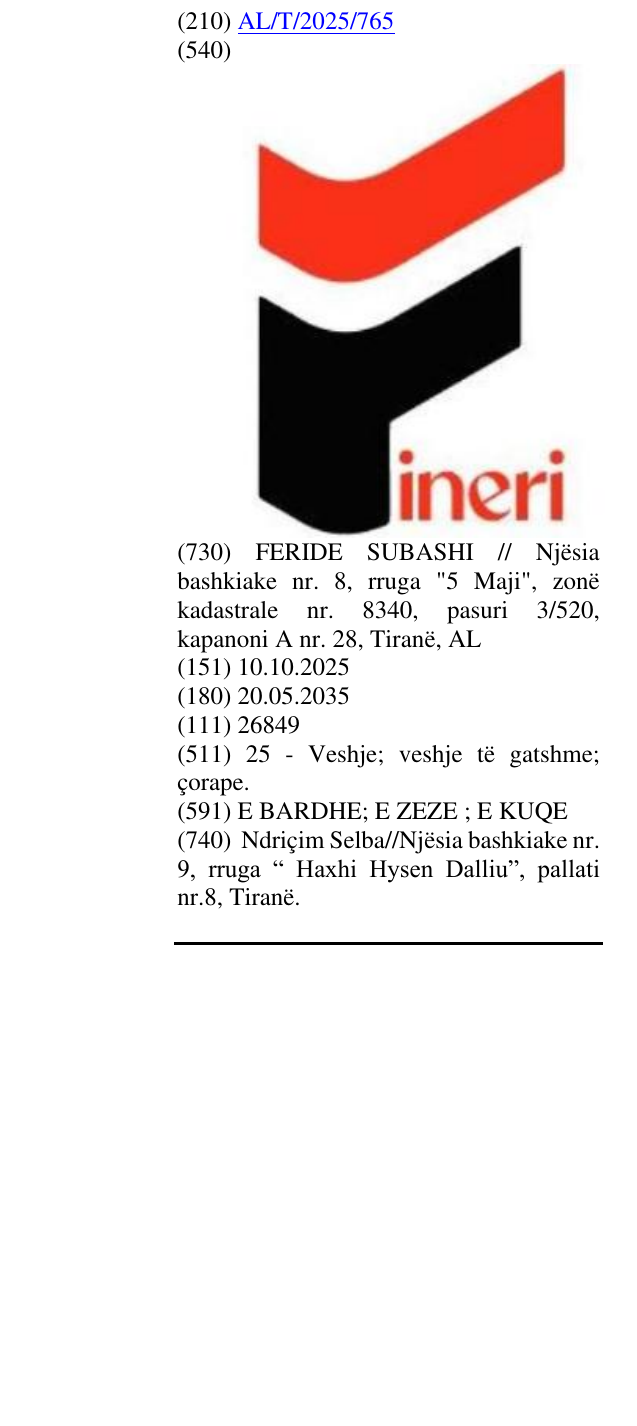Zëri i markës Fineri në buletin