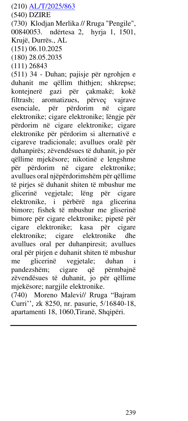 Zëri i markës DZIRE në buletin