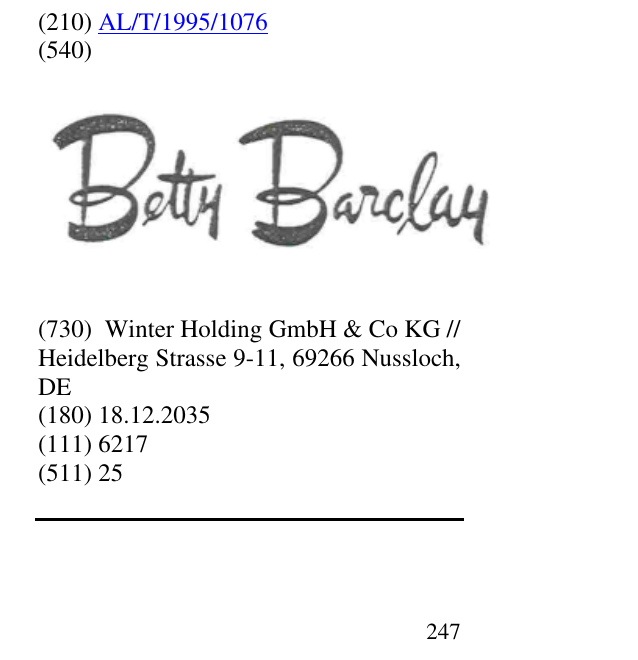 Zëri i markës BETTY BARCLAY në buletin