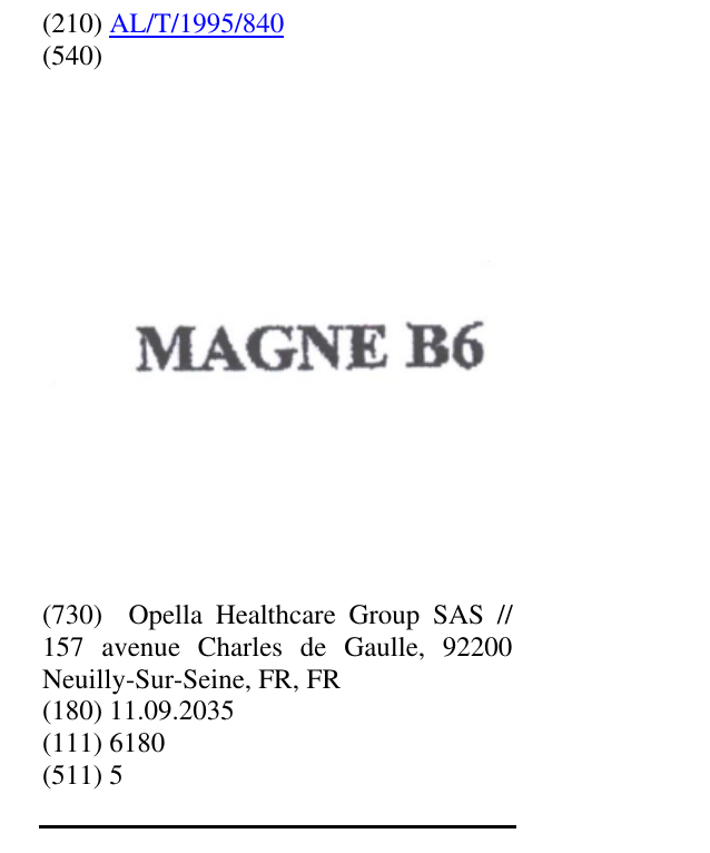 Zëri i markës MAGNE B6 në buletin