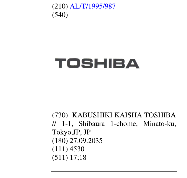 Zëri i markës TOSHIBA në buletin