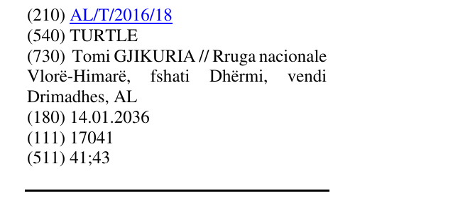 Zëri i markës TURTLE në buletin
