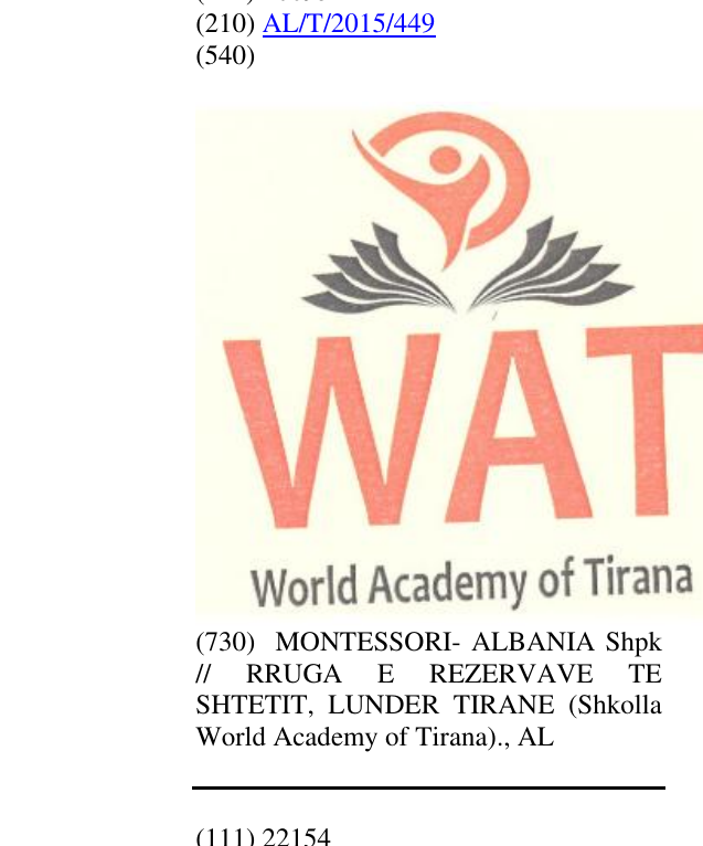Zëri i markës WAT
World Academy of Tirana në buletin