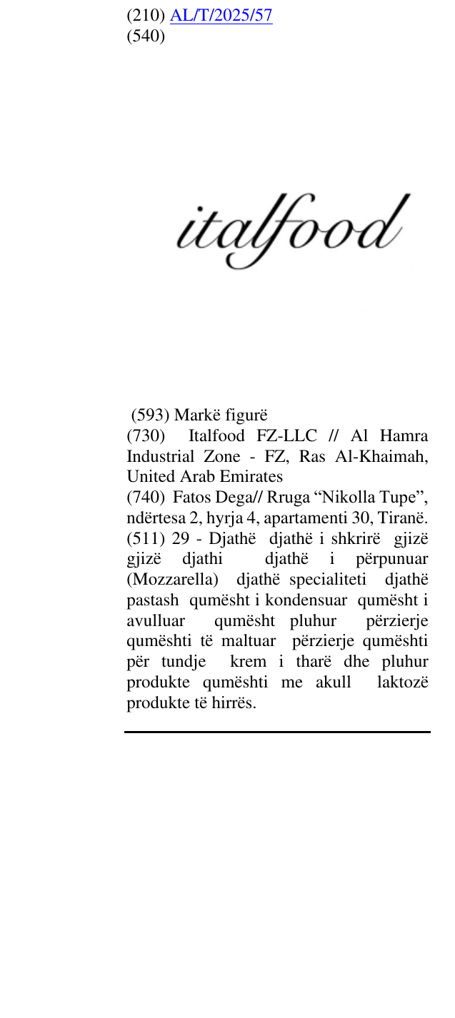 Zëri i markës italfood në buletin