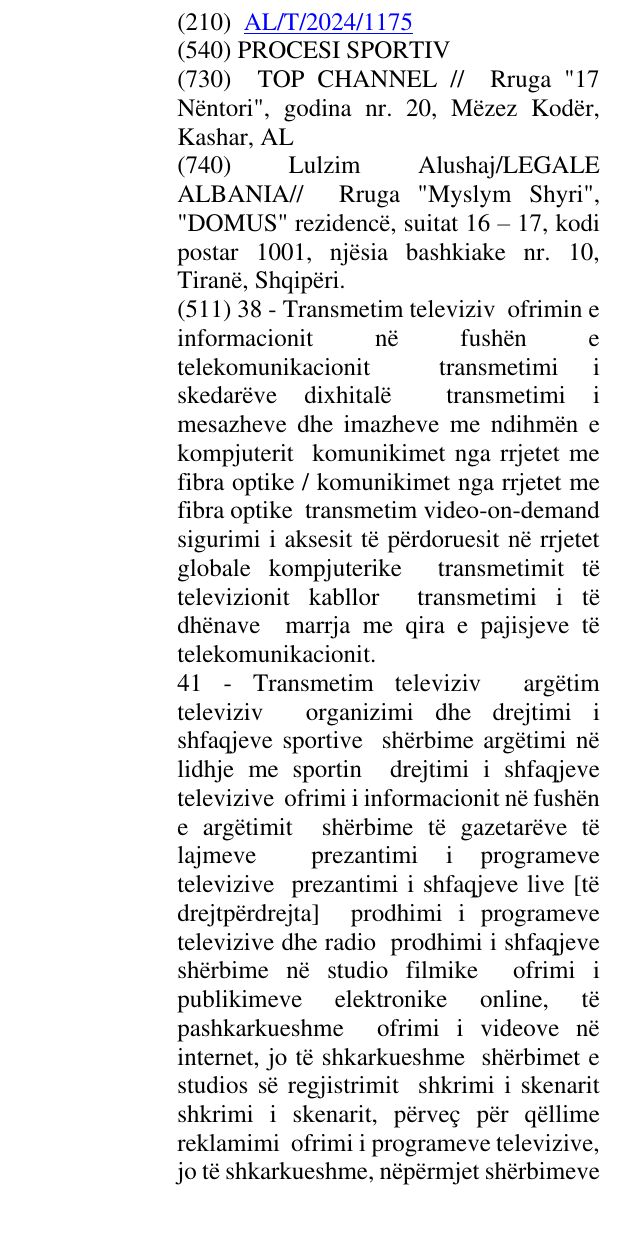 Zëri i markës PROCESI SPORTIV në buletin