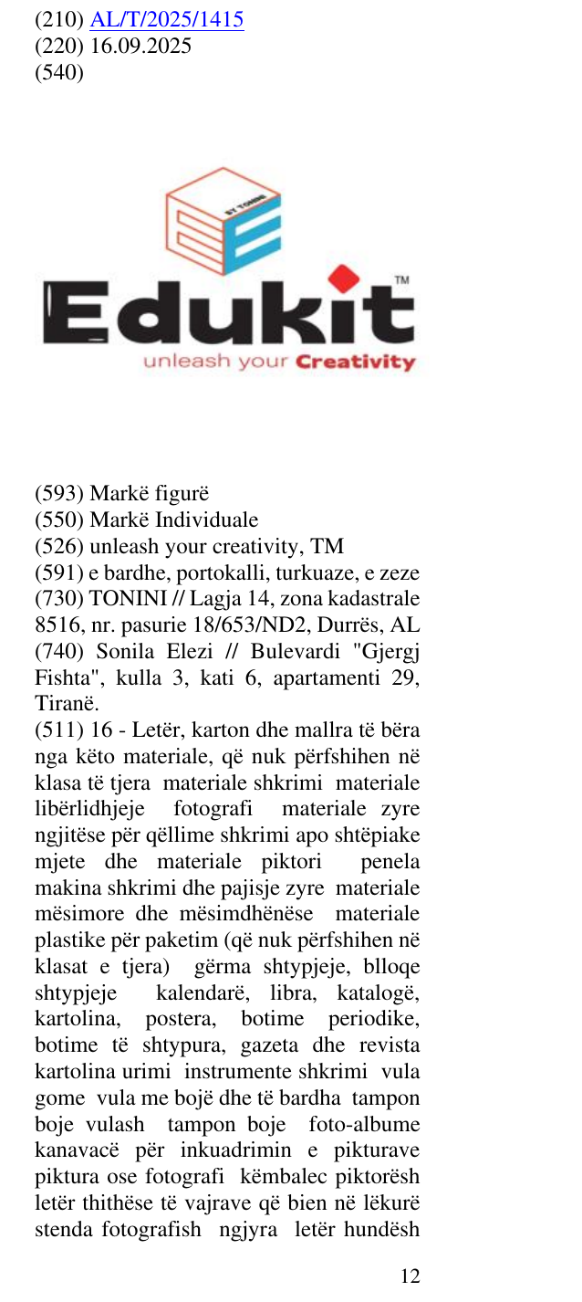 Zëri i markës unleash your creativity, TM në buletin