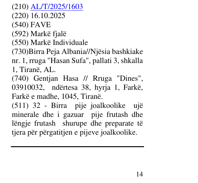 Zëri i markës FAVE në buletin