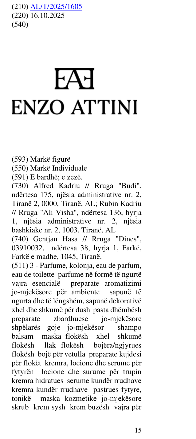 Zëri i markës ENZO ATTINI në buletin