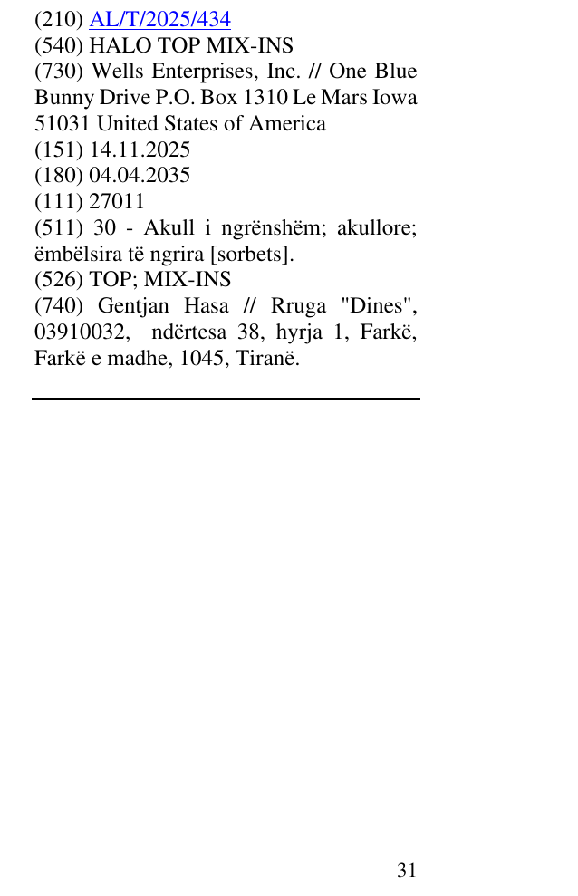 Zëri i markës HALO TOP MIX-INS në buletin