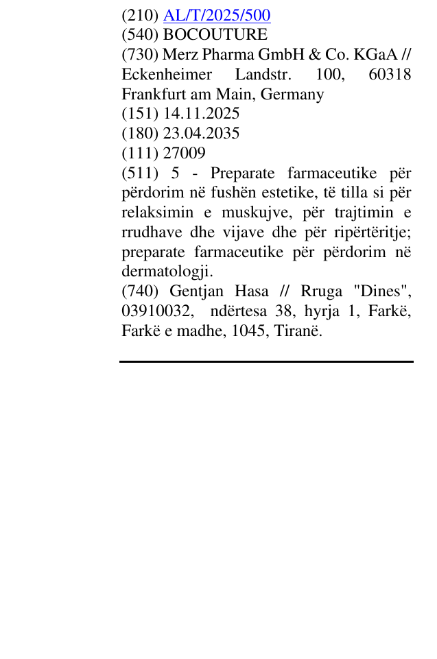 Zëri i markës BOCOUTURE në buletin