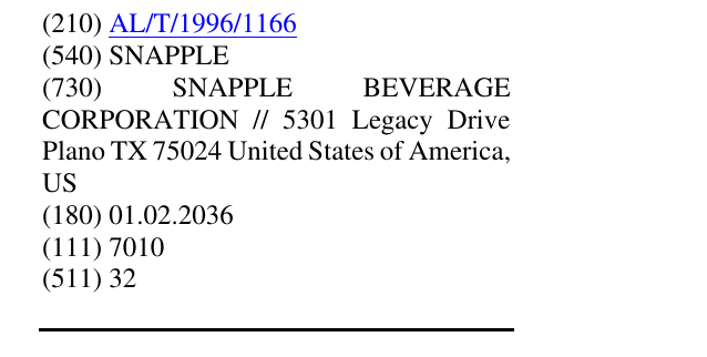 Zëri i markës SNAPPLE në buletin