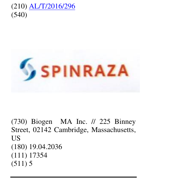 Zëri i markës SPINRAZA në buletin