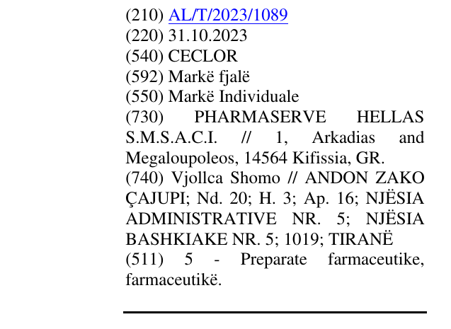 Zëri i markës CECLOR në buletin