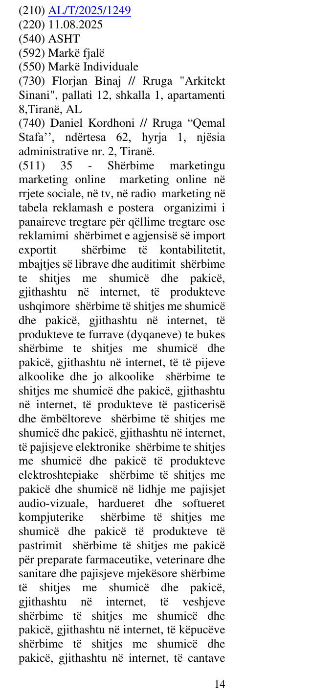 Zëri i markës ASHT në buletin