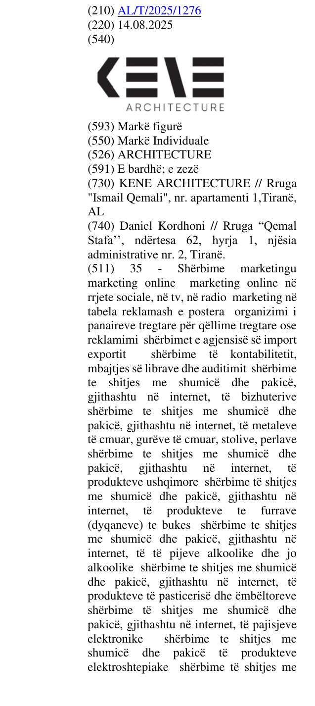 Zëri i markës ARCHITECTURE në buletin