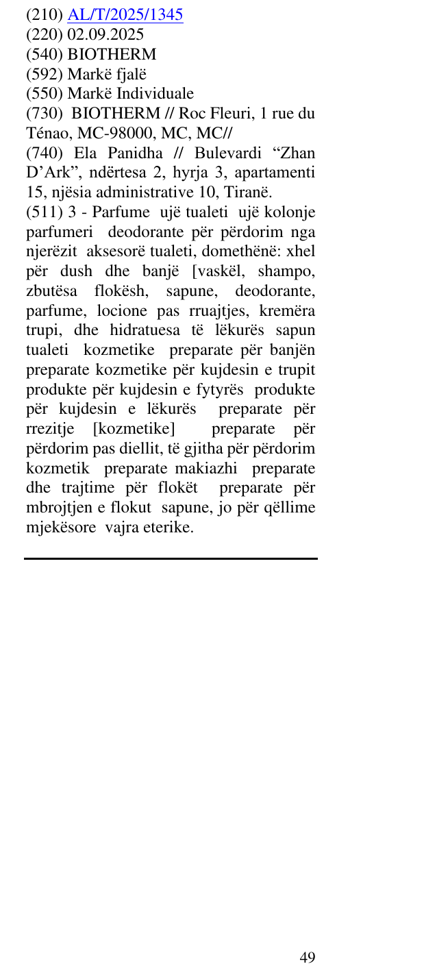 Zëri i markës BIOTHERM në buletin