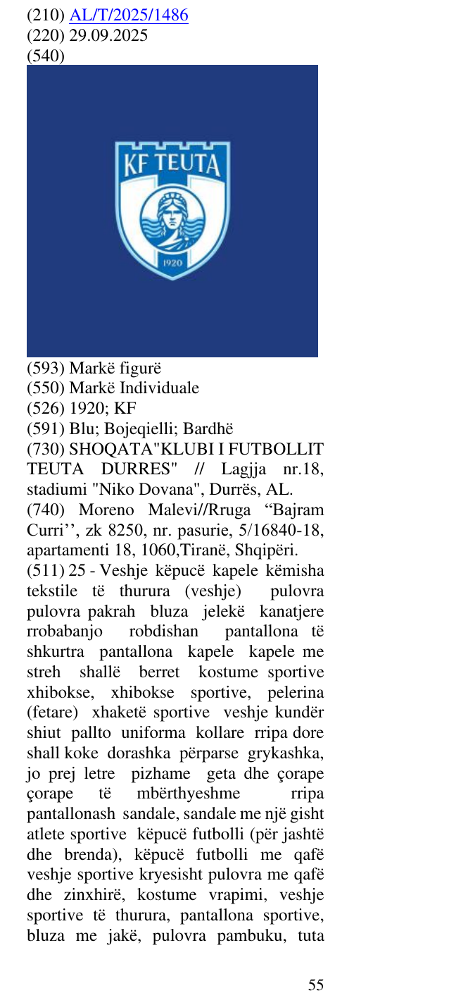 Zëri i markës 1920; KF në buletin