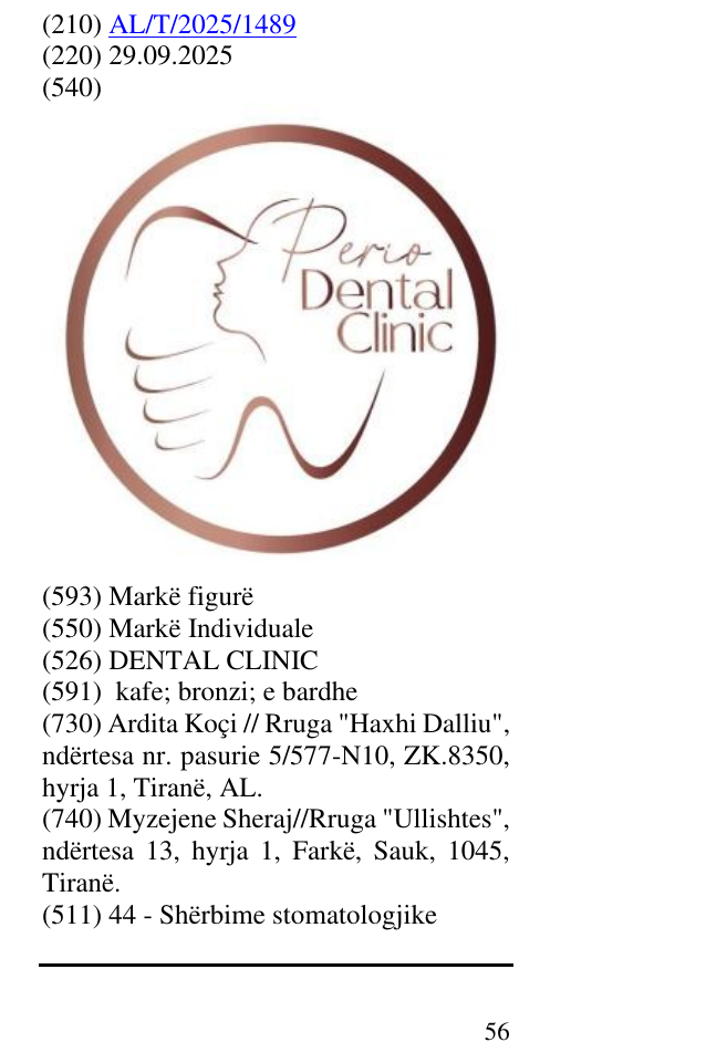 Zëri i markës DENTAL CLINIC në buletin