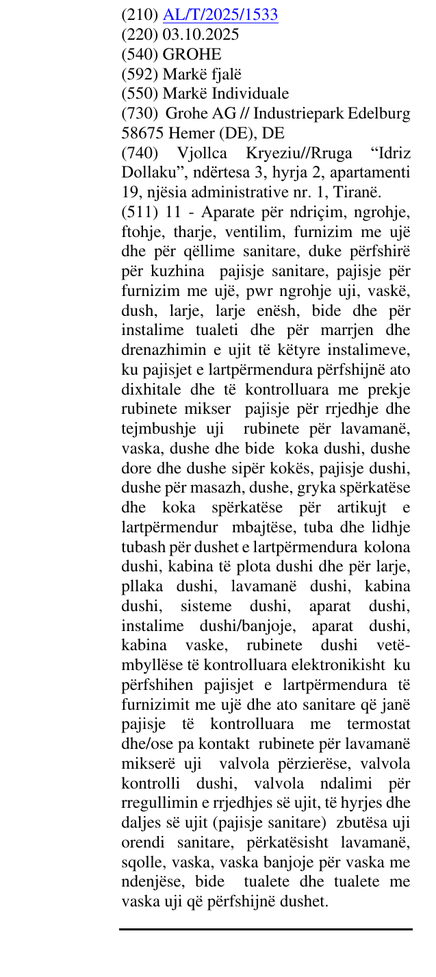 Zëri i markës GROHE në buletin