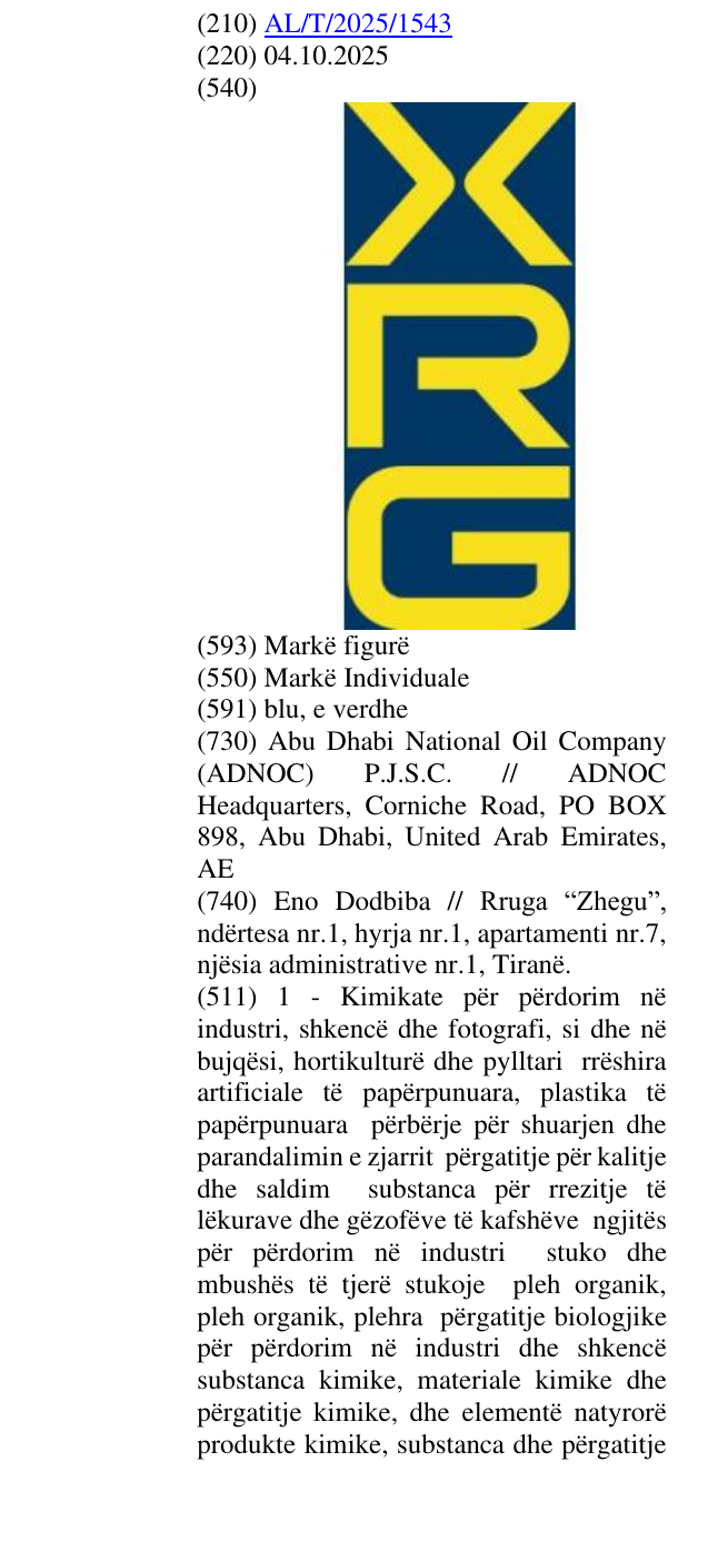 Zëri i markës XRG në buletin