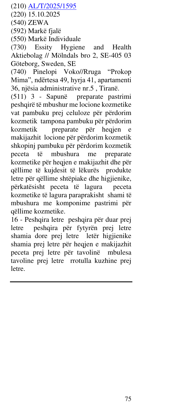 Zëri i markës ZEWA në buletin