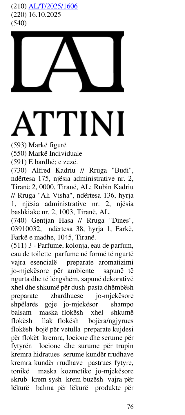Zëri i markës ATTINI në buletin