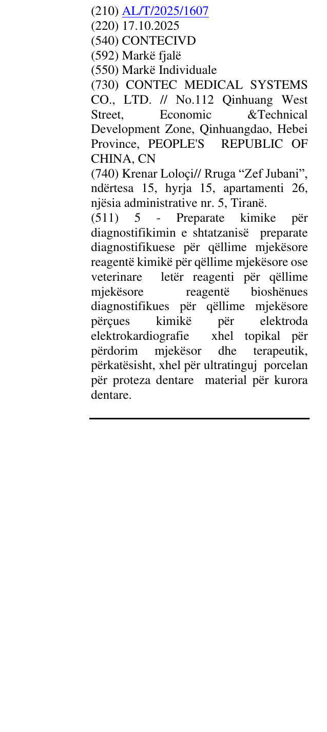 Zëri i markës CONTECIVD në buletin
