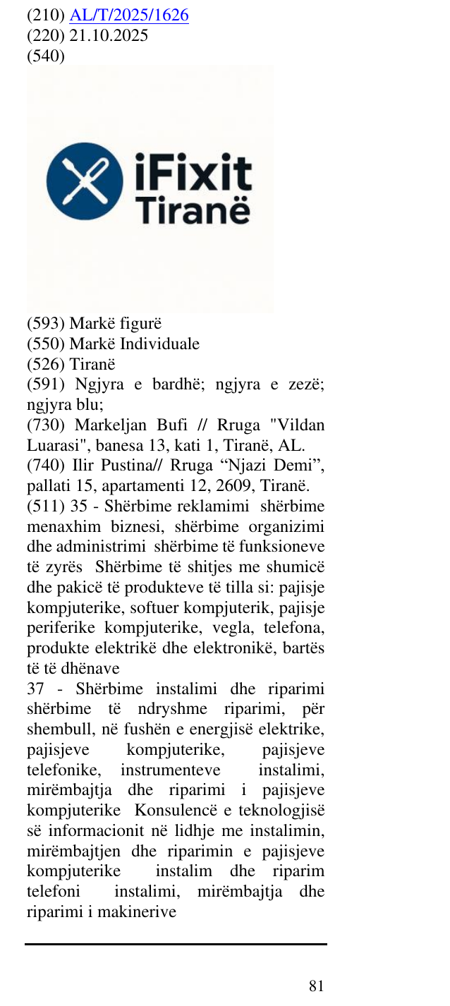 Zëri i markës Tiranë në buletin