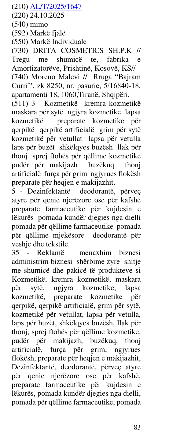 Zëri i markës mimo në buletin