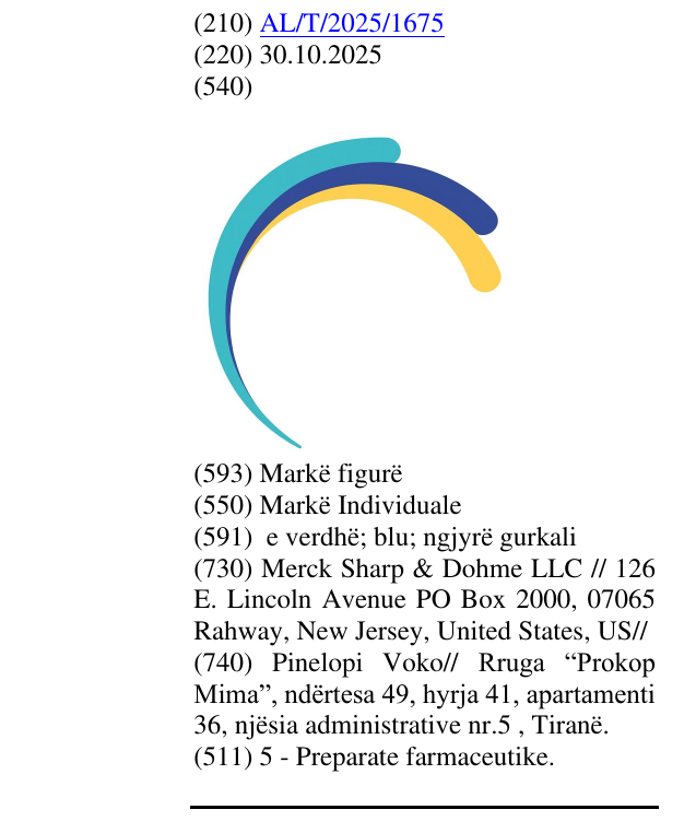 Zëri i markës AL/T/2025/1675 në buletin