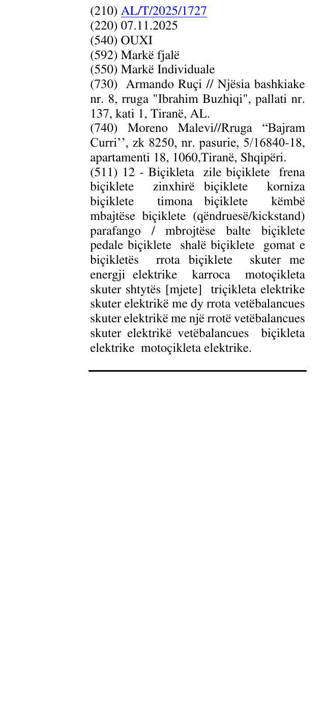 Zëri i markës OUXI në buletin
