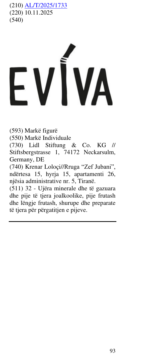 Zëri i markës EVIVA në buletin