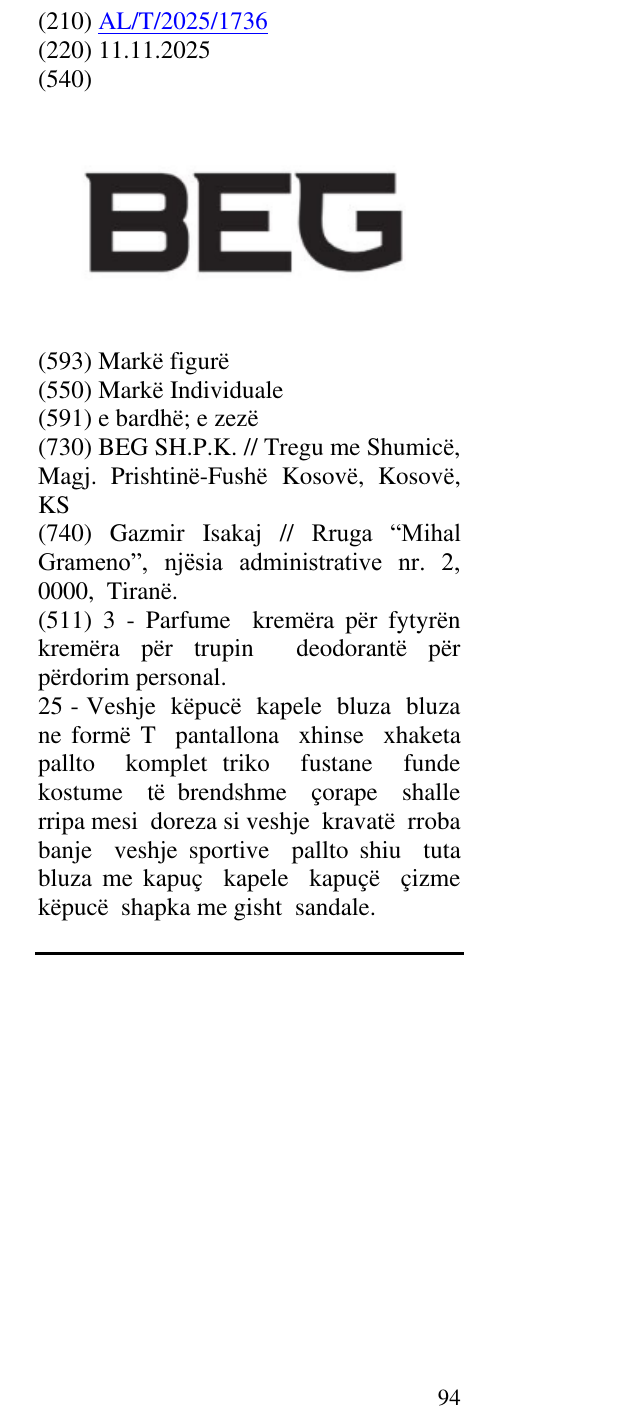 Zëri i markës BEG në buletin