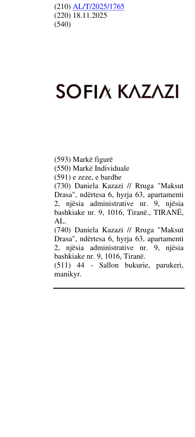 Zëri i markës SOFIA KAZAZI në buletin