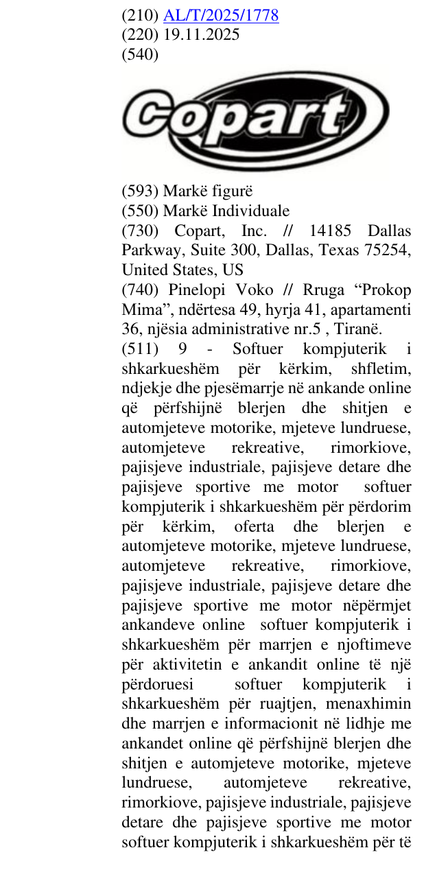 Zëri i markës Copart në buletin
